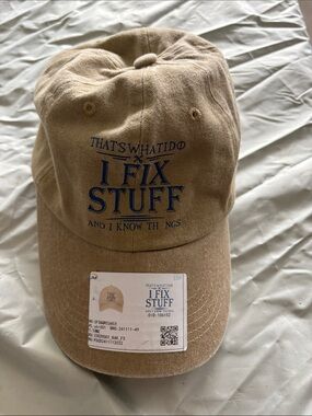 JM Collection Khaki Cap with Navy Embroidery